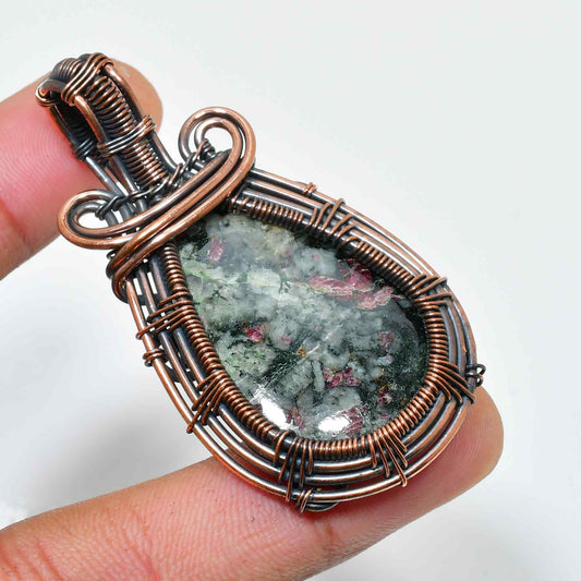 Gaia’s Embrace – Natural Tourmaline Copper Pendant