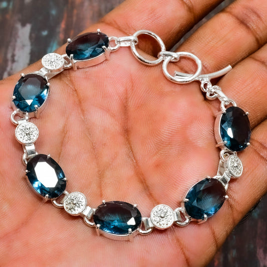 Ocean’s Whisper – Sterling Silver Blue Gemstone Bracelet