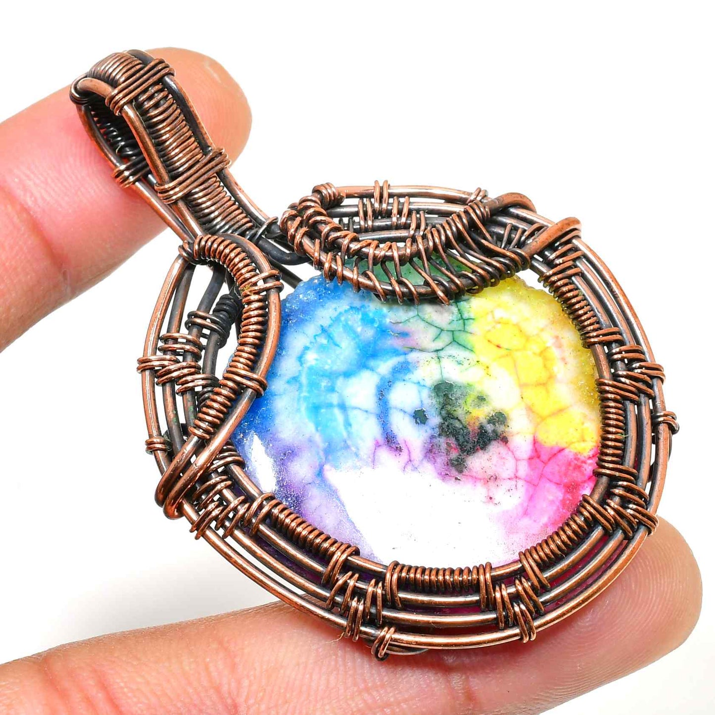 Radiant Harmony – Agate & Copper Pendant
