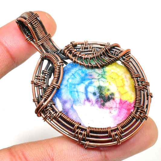 Radiant Harmony – Agate & Copper Pendant