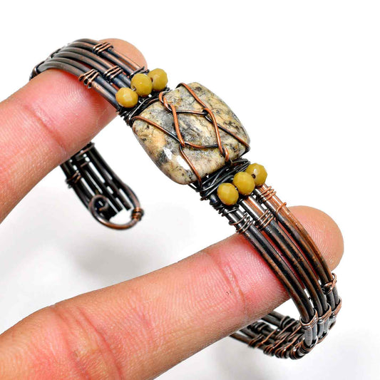 Earthsong Cuff – Copper-Wrapped Natural Stones