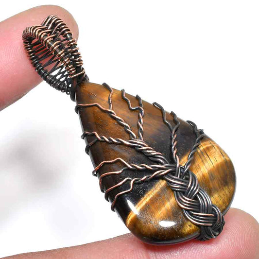 Serenity Tree – Tiger’s Eye Copper Pendant