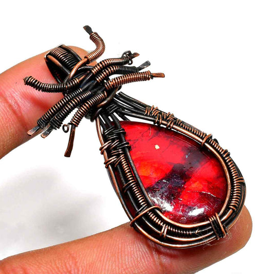 Crimson Eclipse – Ruby & Oxidized Copper Pendant