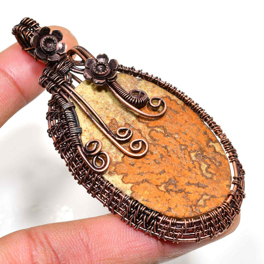 Earth’s Echo – Copper-Wrapped Stone Pendant