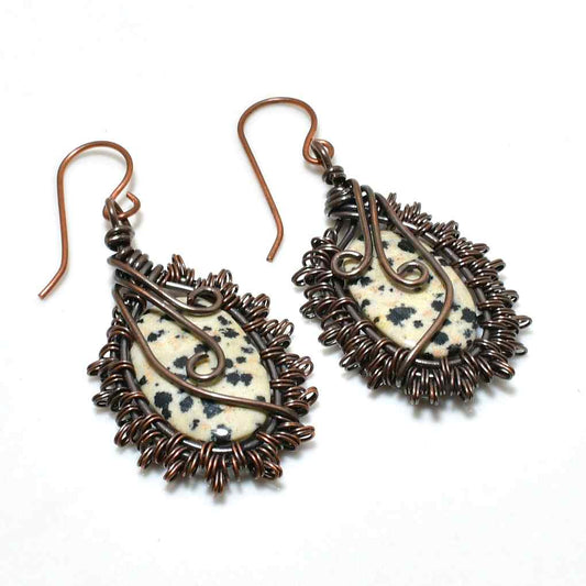 Terra’s Whimsy – Dalmatian Jasper Copper Earrings