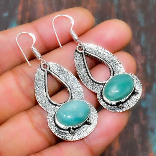 Sea Whisper – Aqua Chalcedony Silver Earrings