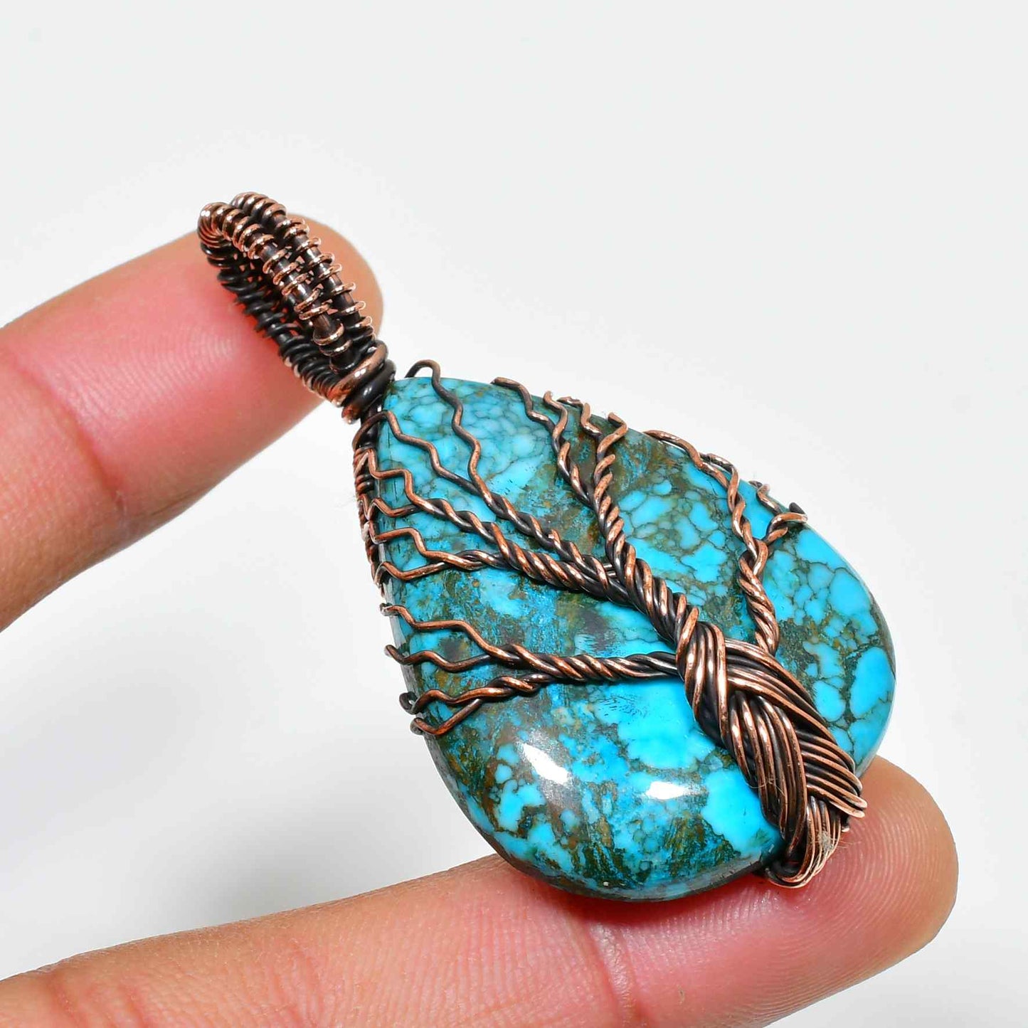 Gaia’s Branch – Turquoise Copper Tree of Life Pendant