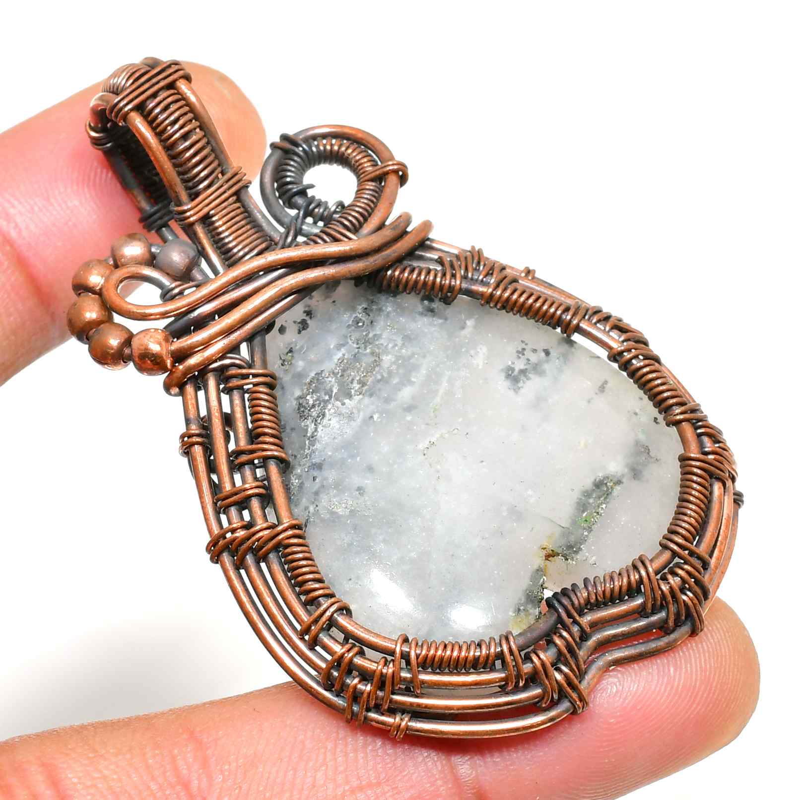 Serenity’s Embrace – Copper-Wrapped Grounding Stone Pendant
