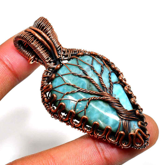 Eden’s Bloom – Teal Tree of Life Copper Pendant