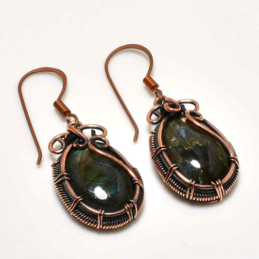 Earth’s Embrace – Labradorite & Copper Earrings