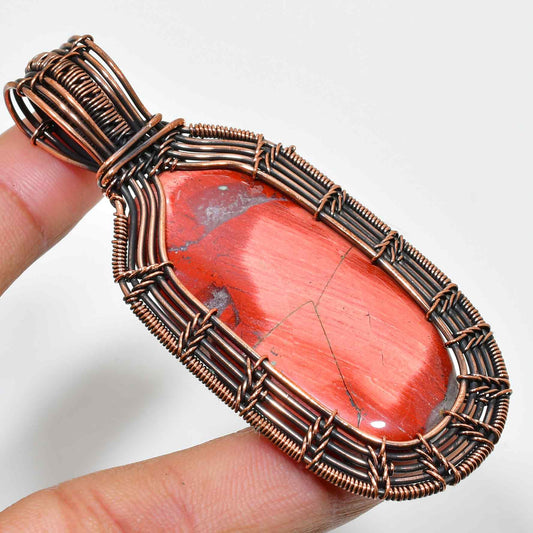 Ember’s Embrace – Red Jasper Copper Pendant