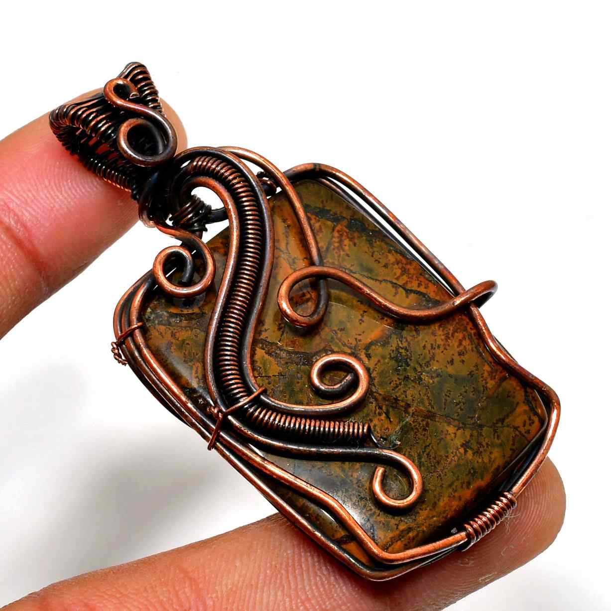 Ember’s Embrace – Jasper Copper Pendant