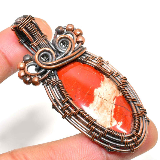 Ember Root – Red Jasper Copper Pendant