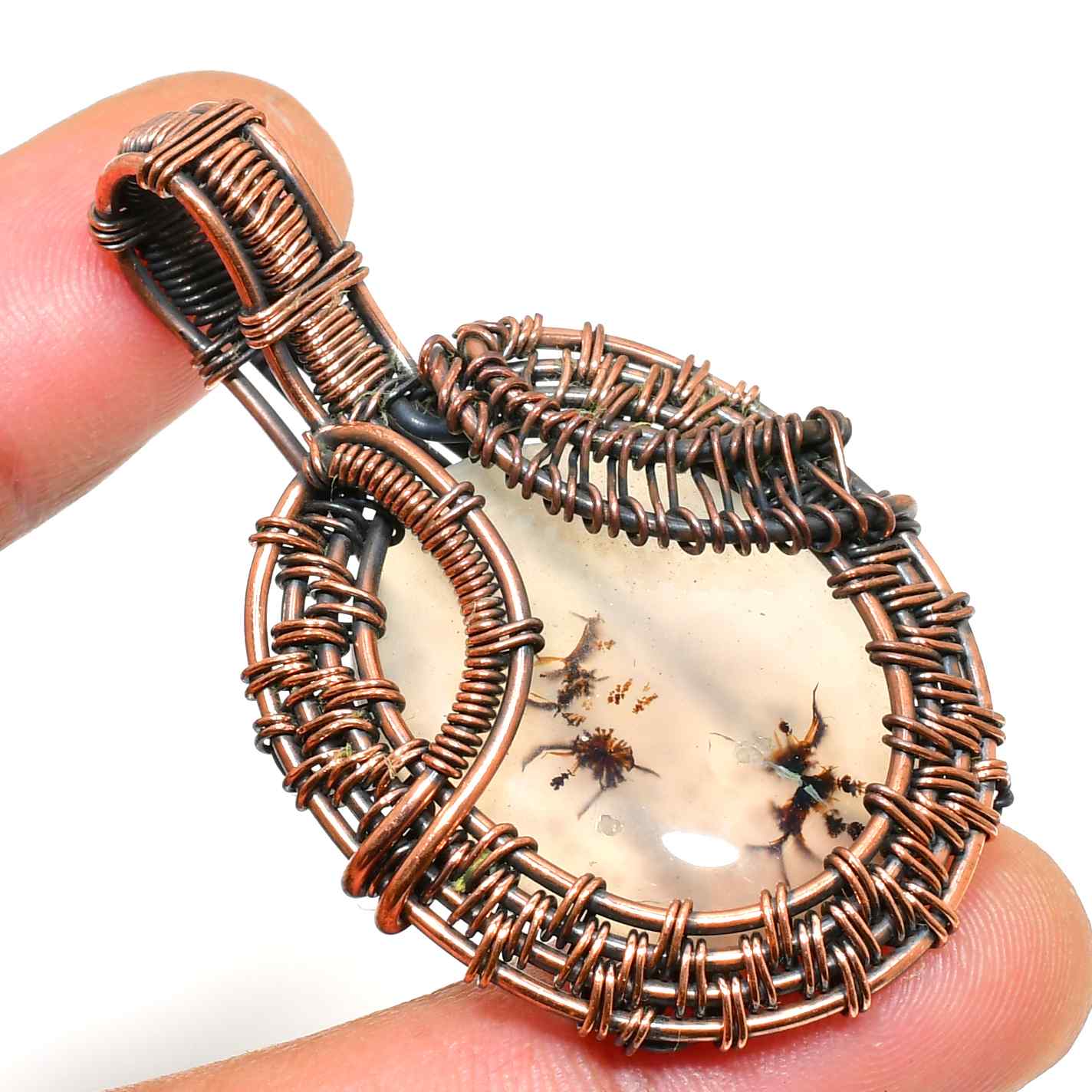 Terra’s Embrace – Copper-Wrapped Stone Pendant