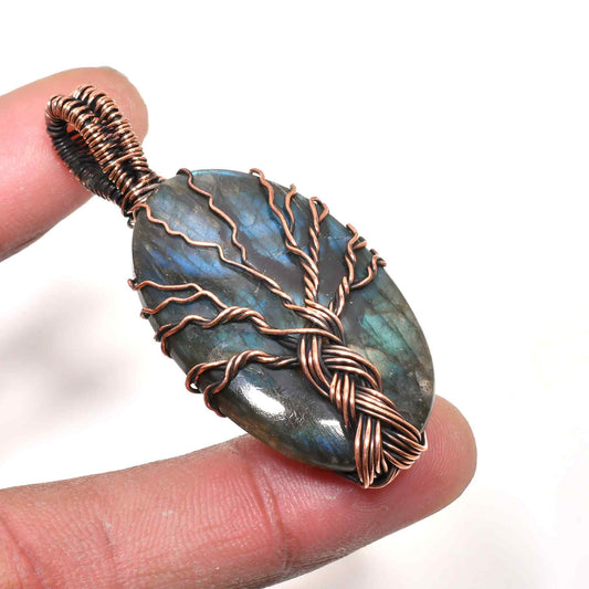 Gaia’s Arbor – Labradorite Copper Tree Pendant