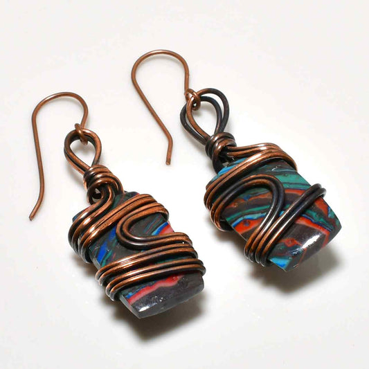 Aria’s Expression – Copper-Wrapped Gemstone Earrings