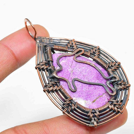 Moonlit Bunny – Amethyst & Copper Pendant