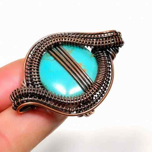 Turquoise Tranquility – Oxidized Copper Wire Pendant