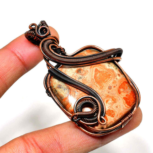 Ember’s Embrace – Handwrapped Jasper & Copper Pendant
