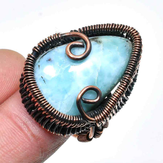 Tranquil Tide – Larimar Copper Ring