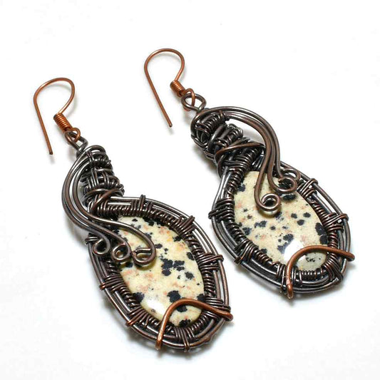 Sienna’s Joy – Dalmatian Jasper Copper Earrings