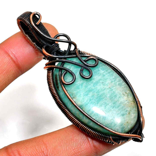 Serenity’s Embrace – Amazonite Copper Pendant