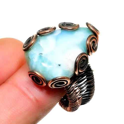 Ocean’s Embrace – Larimar & Copper Ring