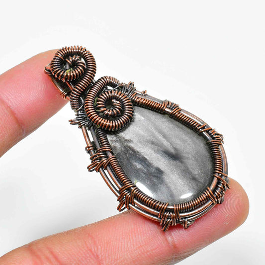 Elysian Ground – Gray Agate Copper Pendant