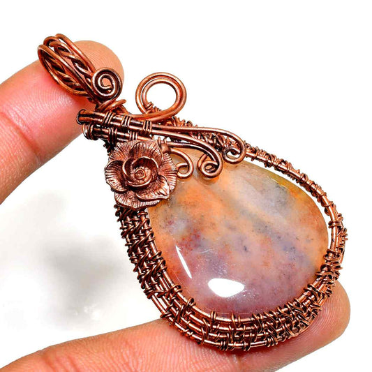 Gaia’s Embrace – Agate & Copper Pendant