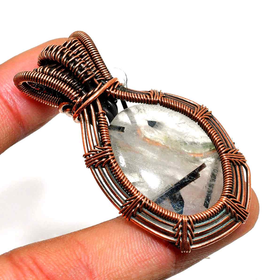 Luna’s Embrace – Copper & Crystal Pendant