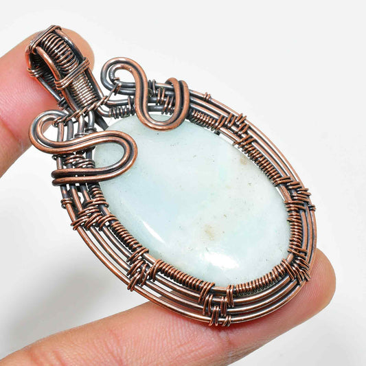 Tranquil Currents – Aquamarine Copper Pendant
