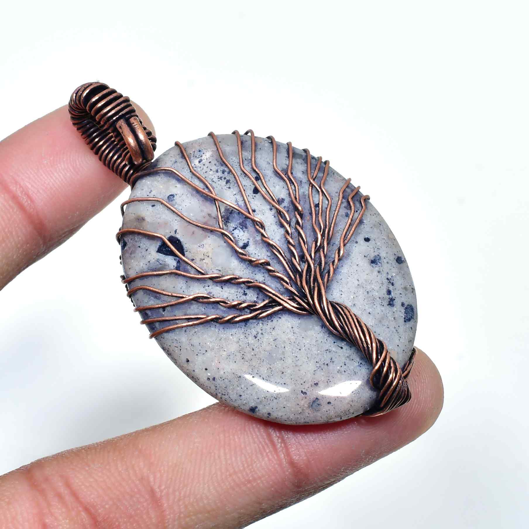 Gaia’s Embrace – Copper Tree of Life Gemstone Pendant