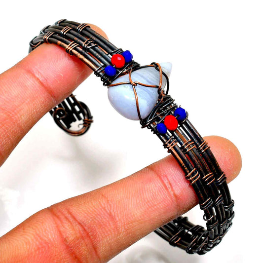 Azure Whisper – Blue Lace Agate & Copper Bracelet