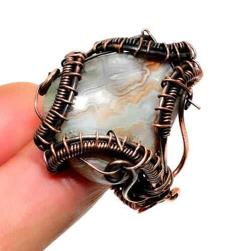 Aether’s Embrace – Grounding Agate & Copper Ring
