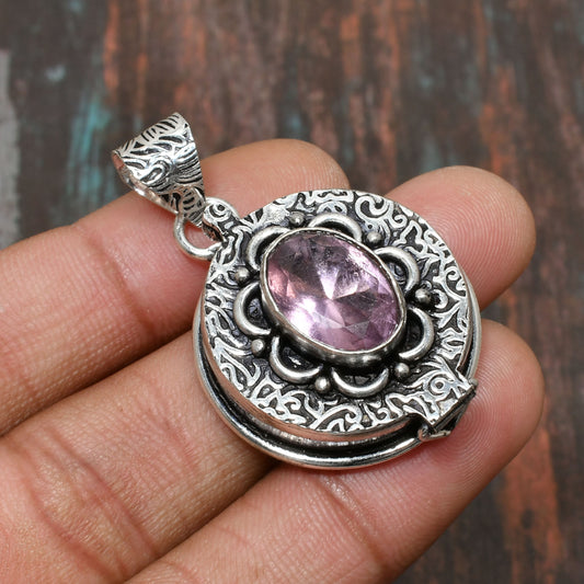 Amethyst Serenity – Intricate Silver Pendant