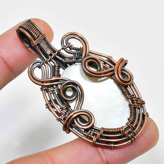 Luna’s Serenity – White Stone Copper Pendant