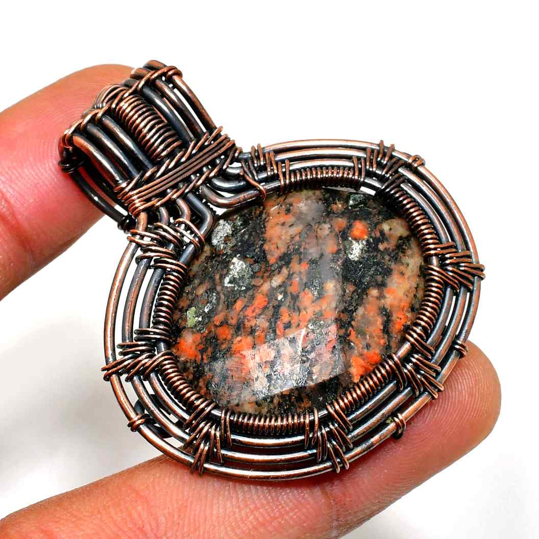 Gaia’s Anchor – Copper & Natural Stone Pendant