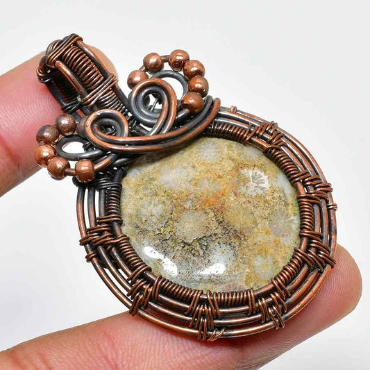Gaia’s Embrace – Copper Wrapped Stone Pendant