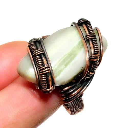 Nature’s Embrace – Green Gemstone Copper Ring