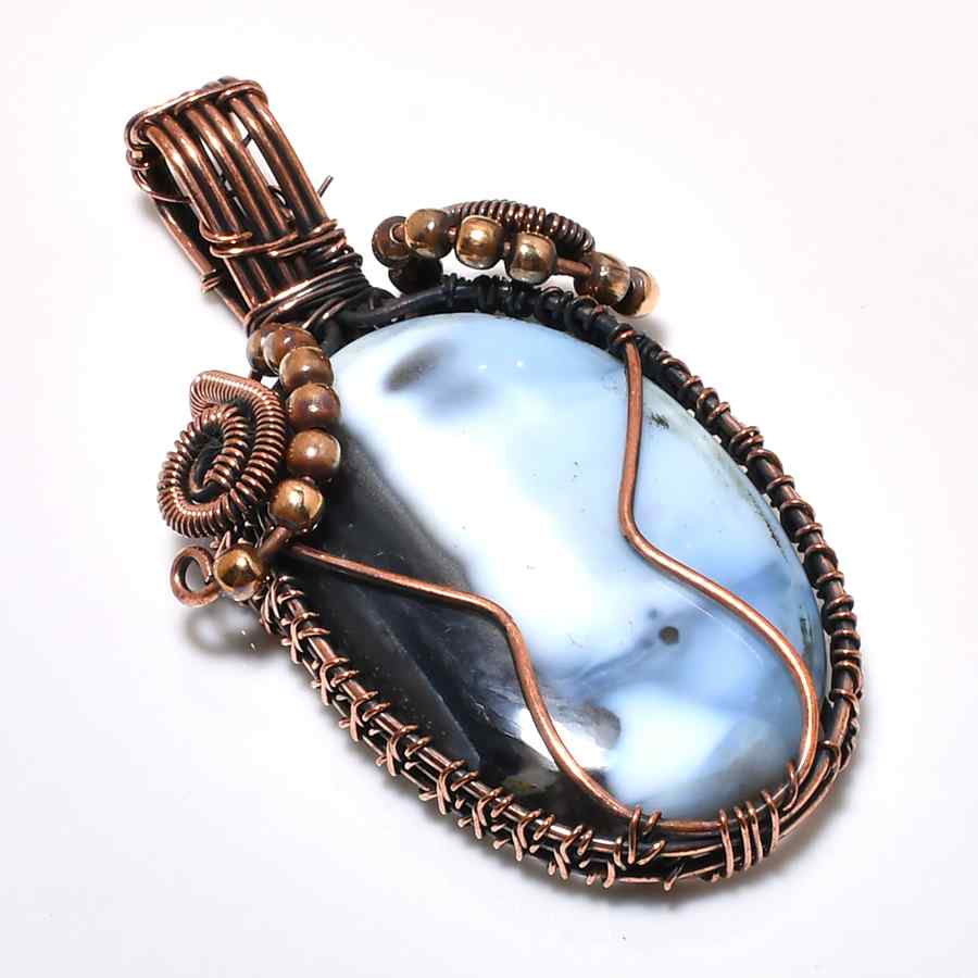 Tranquil Tide – Blue Lace Agate & Copper Pendant