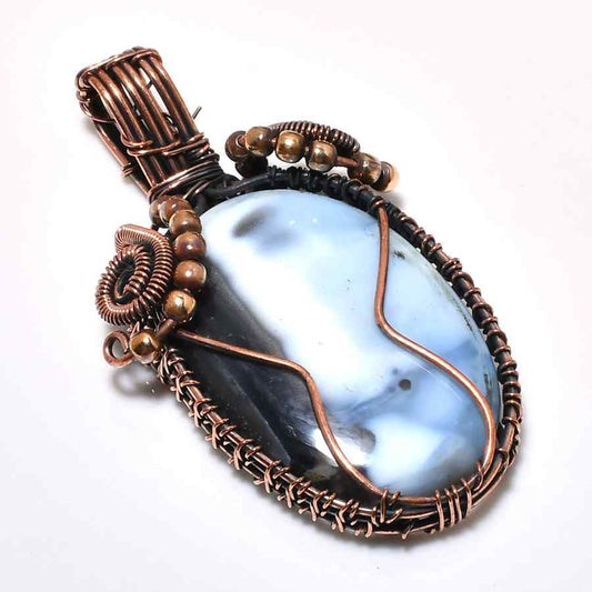 Tranquil Tide – Blue Lace Agate & Copper Pendant