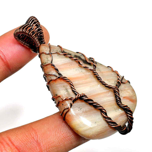 Nova’s Harmony – Peach Moonstone Copper Pendant