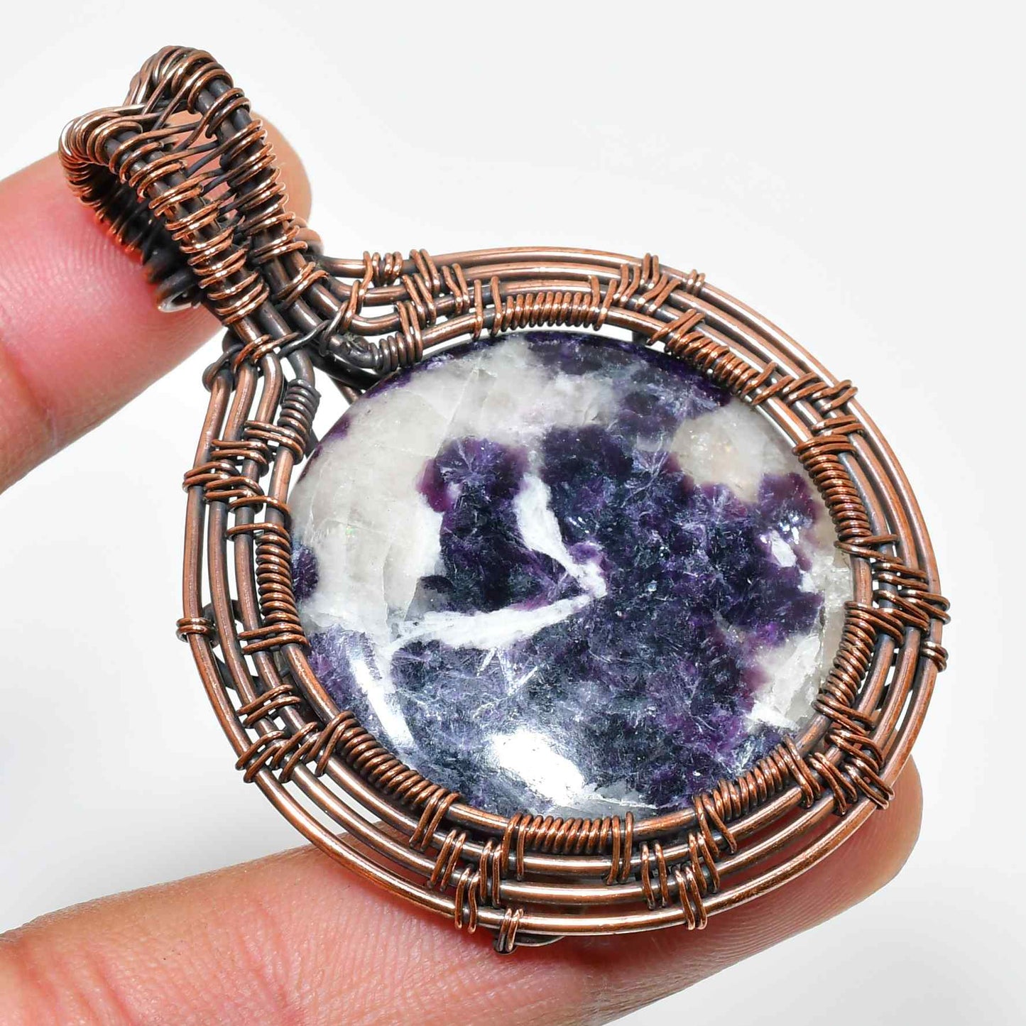 Ezra’s Veil – Amethyst & Oxidized Copper Pendant