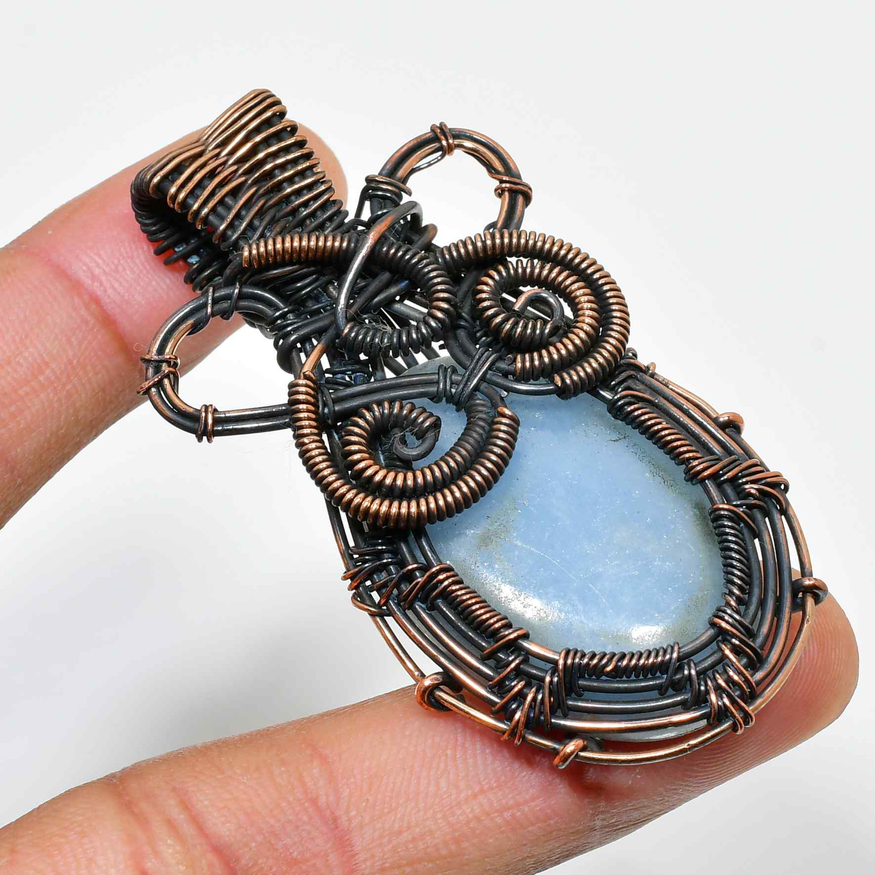 Luna’s Embrace – Moonstone & Copper Pendant