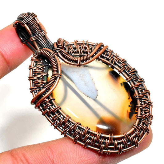Gaia’s Embrace – Agate & Copper Pendant