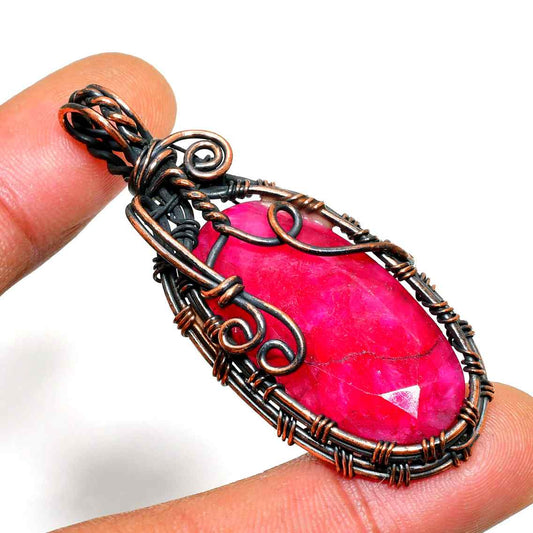 Phoenix Flame – Ruby & Copper Pendant