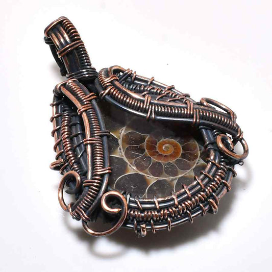 Gaia’s Spiral – Ammonite Copper Pendant