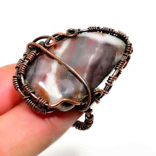 Gaia’s Balance – Copper-Wrapped Agate Ring