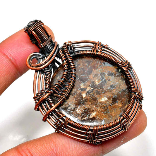 Gaia’s Embrace – Oxidized Copper Gemstone Pendant