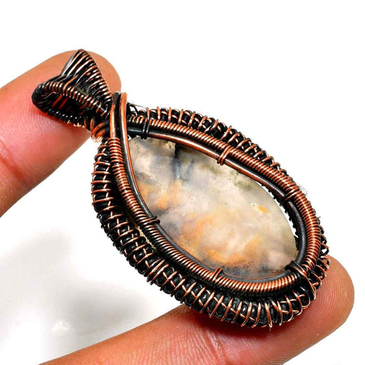 Wanderlust – Oxidized Copper Stone Pendant